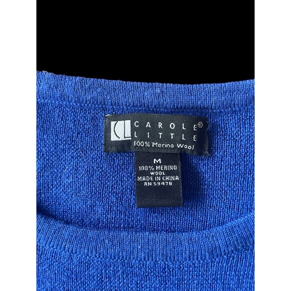 Carole Little 100% Merino Wool Blue LS Sweater Medium - Picture 5 of 7